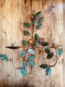 Mid Century French Tole Floral Sconces