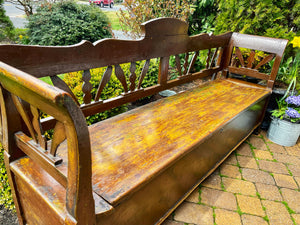 Antique European Pine Box Bench