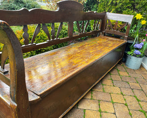 Antique European Pine Box Bench