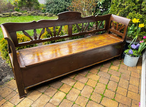 Antique European Pine Box Bench