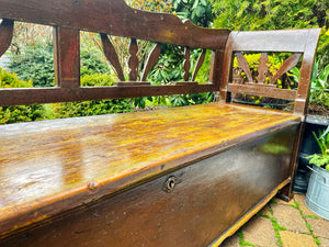 Antique European Pine Box Bench